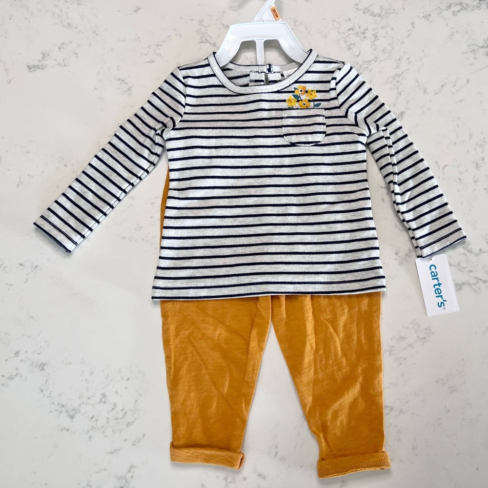 Carter’s 2-Piece Longsleeve Shirt & Pants Outfit, 12 months, Stripes